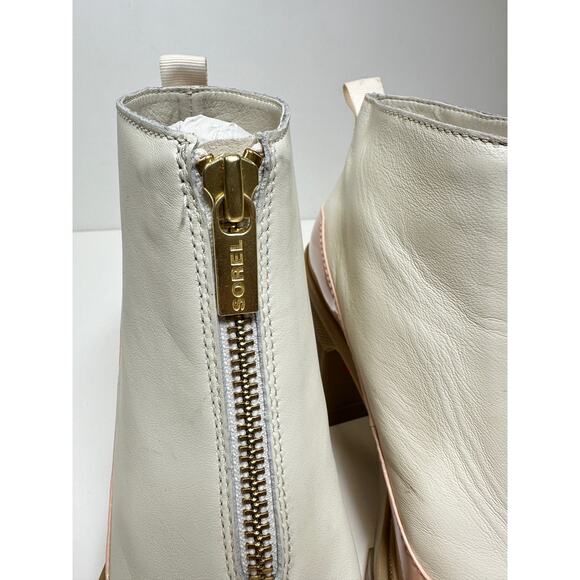 SOREL Waterproof Brex Zip Leather Ankle Boots in Chalk, Peach Sz 9 - Picture 6 of 15